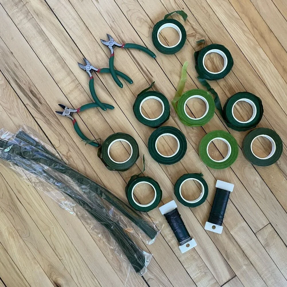 Floral tools bouquet making green flower tape wire wirecutters creative wedding
